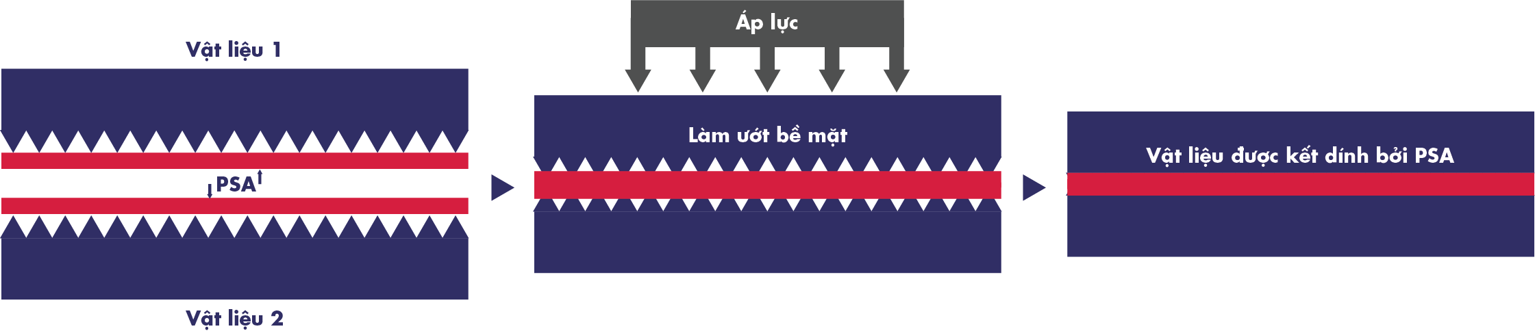 Hình 1. Minh họa nguyên lý kết dính thông qua áp lực